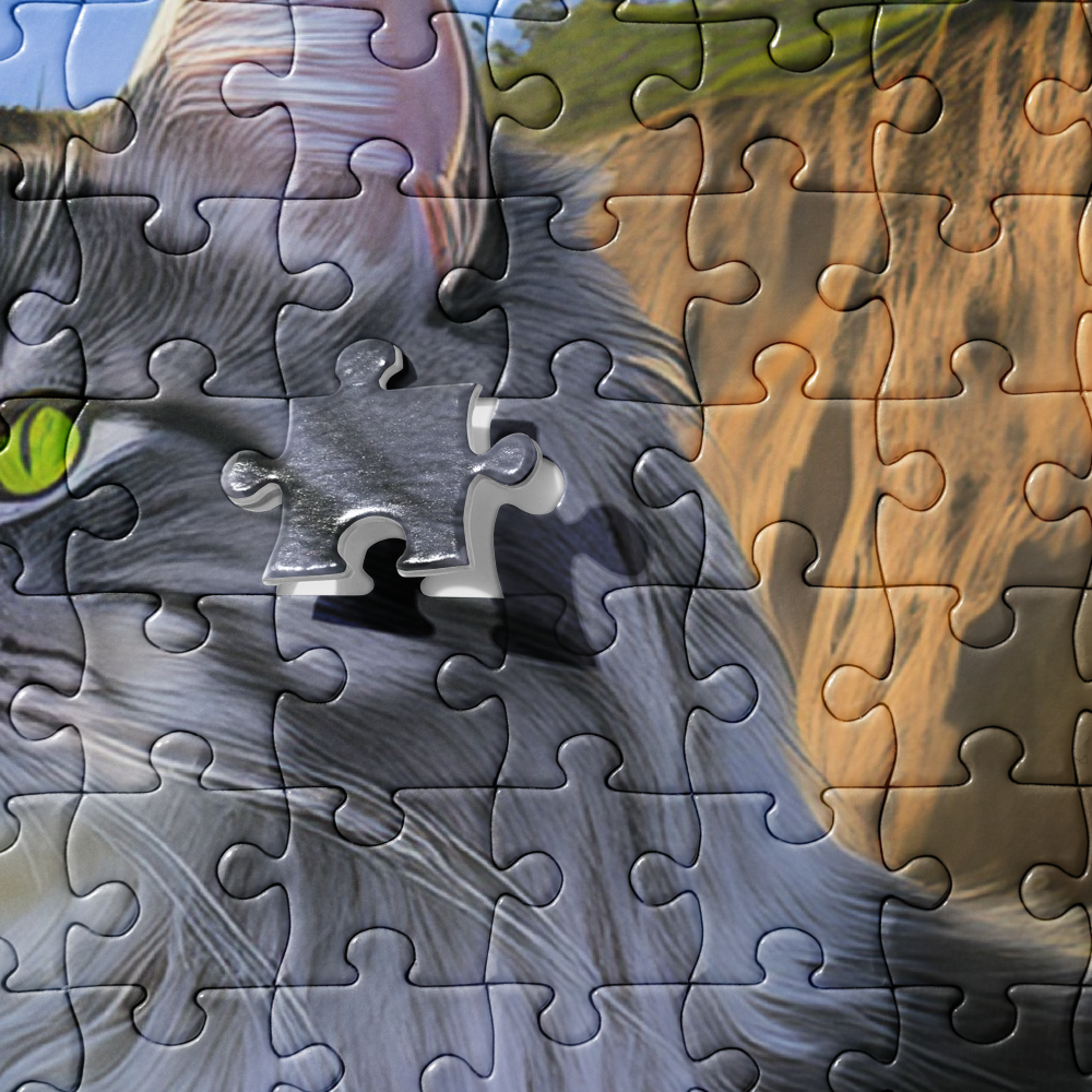 Sunlit Bytes - Cat at the Beach Jigsaw puzzle