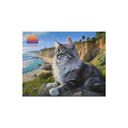 Sunlit Bytes - Cat at the Beach Jigsaw puzzle