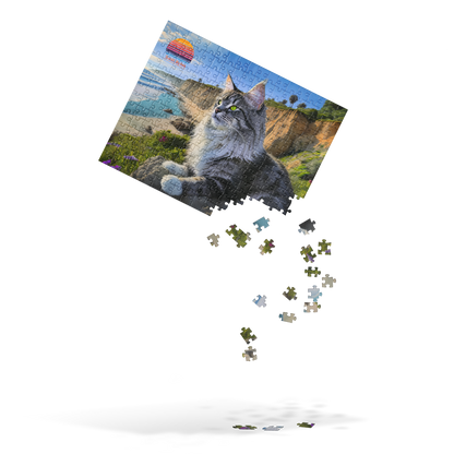 Sunlit Bytes - Cat at the Beach Jigsaw puzzle