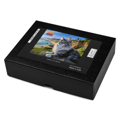 Sunlit Bytes - Cat at the Beach Jigsaw puzzle